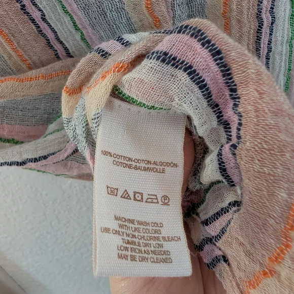 We The Free Midwest Gauzy Sheer Stripped Button-Down Shirt Boho Y2K Festival - Picture 5 of 8